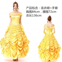2022 new fairy tale yellow princess Belle beauty and the beast temperament princess costume stage costume