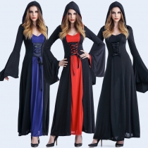 gothic robe adult halloween costume vampire dress witch costume hooded witch costume