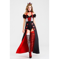 Halloween Costume Palace Dress Adult Female Hearts Poker Queen Princess Dress Stage Costumes