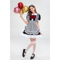 Halloween black and white plaid maid uniform cosplay sexy lolita cute lolita princess dress