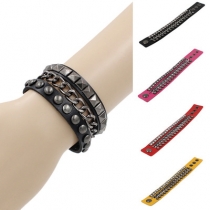 European and American fashion bracelet hot seller round rivet bracelet non-mainstream iron chain multi-layer bracelet