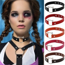 Harajuku punk soft girl PU leather cat head collar female neck strap net red street beat clavicle chain cosplay