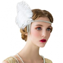 European and American Vintage Headband 1920 Great Gatsby Inspired Feather Headband Cocktail Party Rhinestone Hair Accessories