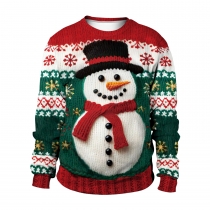Christmas clothing new snowman Christmas tree imitation sweater pattern 3D digital printing neck sweater