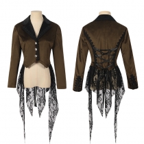 Gothic Victorian retro women's clothing spring and autumn disassembly hem short jacket slim fashion jacket small suit