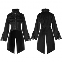 European and American Gothic mid -length jacket autumn and winter fashion slim trench coat Diablo Diablo Palace palace dovetail