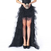 Women Black Mesh Skirt Gothic Steampunk Party Halloween