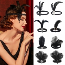 1920s Gatsby, the same feathers leading jewelry, single ball, makeup party Halloween Carnival evening