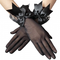 European and American gauze gloves Gatsby theme party dance cheongsam handicapped lace lace bow short gloves