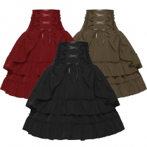 Victorian Women's Skirts in Europe and the United States, Women's Skirts, Renaissance double -layer high -waisted retro female skirts Halloween clothing ​