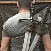 Explosion Medieval Knight Warrior Belt Double Seedle can adjust PU cortex knife scabbard outdoor fencing