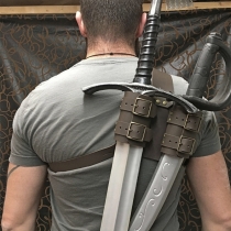 Explosion Medieval Knight Warrior Belt Double Seedle can adjust PU cortex knife scabbard outdoor fencing