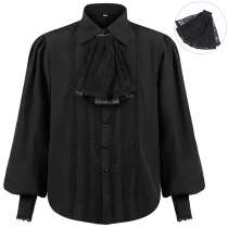 Euro-american men's narrow-sleeved shirt medieval clothing steampunk Victorian top inside match