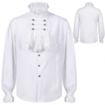 2023 New Euro-American men's pleated shirt medieval clothing steampunk Victorian top inside match