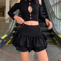 Dark department personality side waist strap half skirt Europe and the United States summer female students new half skirt