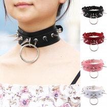 New personality exaggeration original Suifeng O-ring collar nightclub bar street shot rivet pointed nail collarbone chain necklace