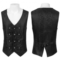 New menswear medieval retro Gothic short dress three-row buckle waist waistcoat Halloween suit