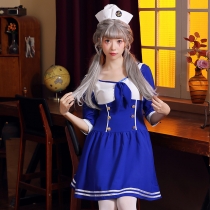 Halloween costume Sailor cosplay suit dark blue navy role play suit uniform female suit