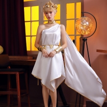 Greek goddess Halloween White Goddess flowing irregular long skirt uniform stage performance suit