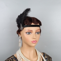 2023 Black Feather Christmas Tree Crystal Head Pattoo Band Gatsby Gala Belt 1970s Hair Band