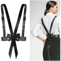 New suspenders belt women's decorative dress with skirt blouse Korean casual bow belt