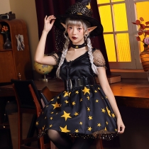 Halloween costume Party Party Game Stars Printed mesh gauze witch pompous skirt cosplay sorcerer suit