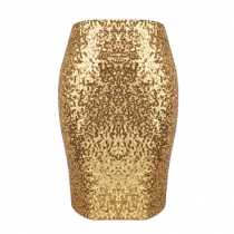 New product temperament fashion solid color sequin half skirt party banquet shiny high waist Slimming pencil skirt