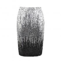 New women's mid-length high-waisted sequin gradual color change half skirt shiny pencil skirt party cocktail dress