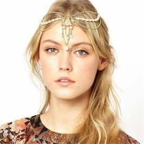 European and American retro gem crown rhinestone pearl tassel headband hair accessories new headwear