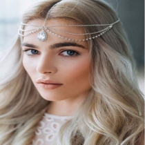 Europe and the United States new crystal forehead ornament eyebrow drop forehead chain water drop hair accessories head chain Bohemian national headdress