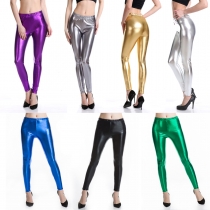 Europe and the United States sexy nightclub stage clothes show clothes bright leather leggings