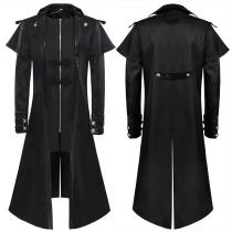 2023 new European and American men's dress medieval retro clothing men's mid-length punk retro tuxedo