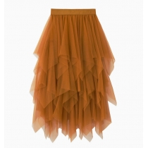 New autumn costume, high waist, thin waist, thin super immortal buds irregular net yarn skirt women