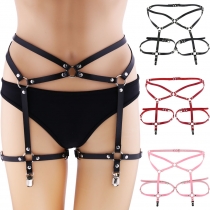Haraju Feng Pu leather belt hanging stockings all -in -one street dance nightclub performance restraint line beam sexy leg ring sock clip