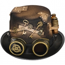 Steampunk top hat cosplay Ball party Victorian pill bottle goggles boom