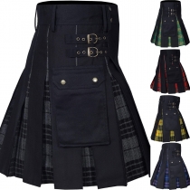 Men's hot selling Scottish festival skirt men's plaid color pleated skirt