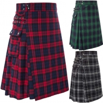 Hot selling Scottish festival skirt men's plaid pleated skirt against color