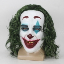 Halloween clown Latex Mask joker wig Cosplay Ball horror prop perimeter