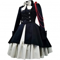 Medieval Renaissance Retro Gothic dress bow Long Sleeve peplum steampunk cosplay