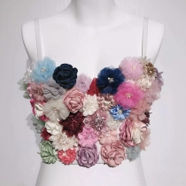 Fashion net red flower suspender everything wrap chest outside wear vest trend matching color vest short style fairy tide female