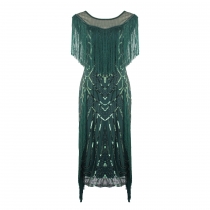 1920s retro glitter fringed dress Female Gatsby high-end banquet party evening dress