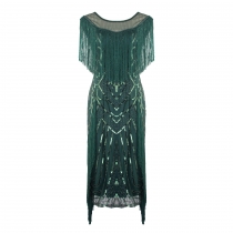 1920s retro glitter fringed dress Female Gatsby high-end banquet party evening dress