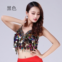 Bund sequin colorful chest wrap belly dance bra hanging coin stage show sequin fringe top