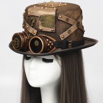 Steampunk goggles Bottle Top Hat Pirate Wind Robin Hood cowboy top hat Goth holiday party stage show