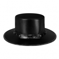 Halloween new Europe and the United States cross-border magic hat PU leather gentleman top hat punk party stage performance clothing accessories
