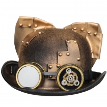 Halloween Unisex Steampunk Top Hat Goggles Removable ears