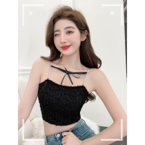 French Spice Girl Heavy Industry chain sexy lace vest female with chest pad sweet inner lap wrap chest outside wear suspender top
