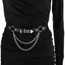 New punk fashion belt waist chain tide female PU leather chain love heart belt