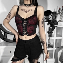 Dark wind 2023 early spring women's new small suspender lace lace backless lace-up small vest female