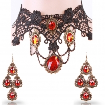 European and American necklace Earrings ornaments choker lace choker suit combination collar